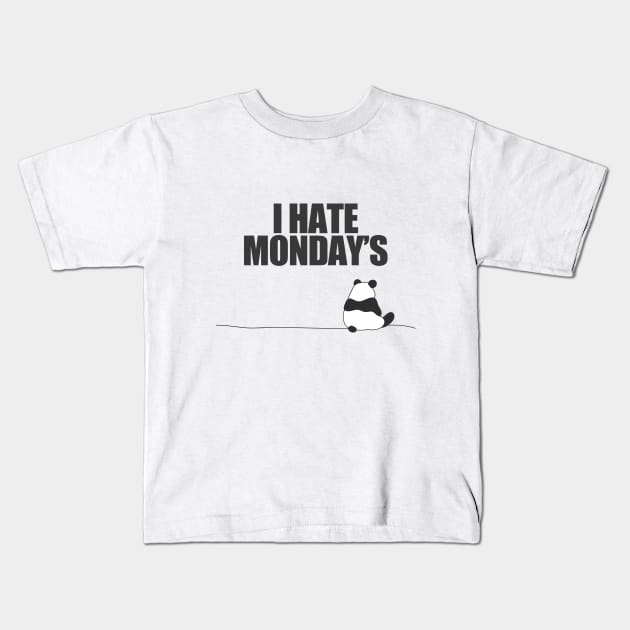 Panda - I Hate Mondays Kids T-Shirt by Kudostees